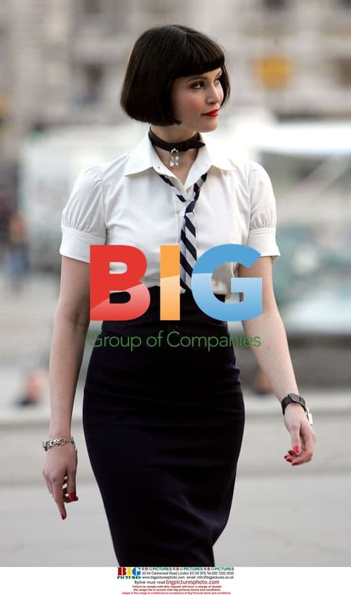 Gemma Arterton on the set of St. Trinian's