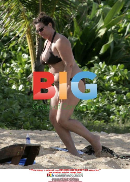 Pierce Brosnan and wife Keely Shaye Smith relax on beach