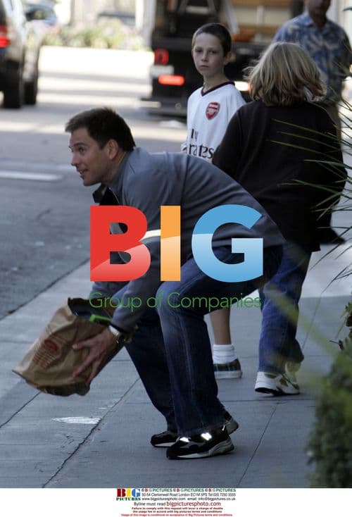 Michael Weatherly with Son at Hotel