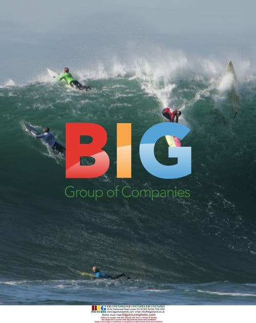 Surfers Ride Large Wave at Mavericks Surf Contest