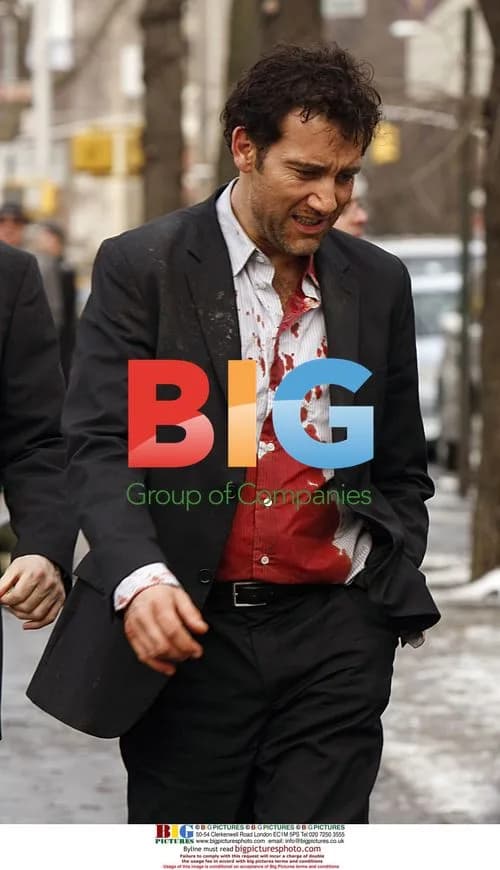 Actors Clive Owen and Brian O'Byrne film 'The International' in NYC
