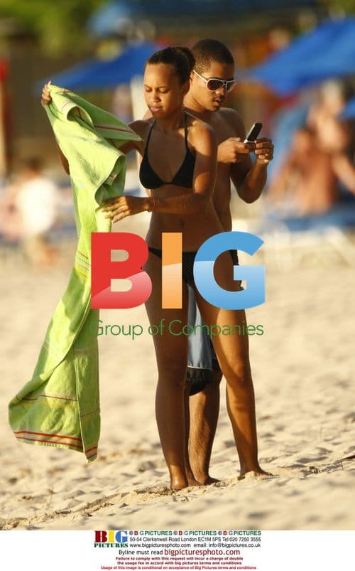 Erykah Badu on Beach in Caribbean