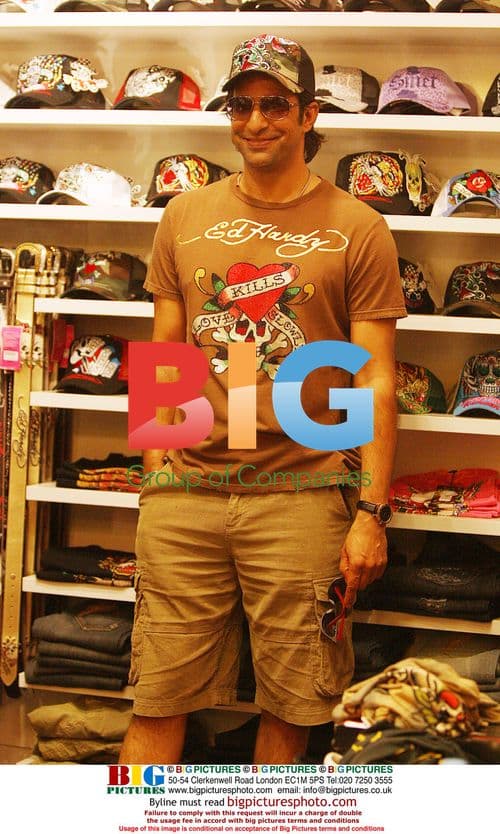 Wasim Akram Shopping at Ed Hardy in Perth