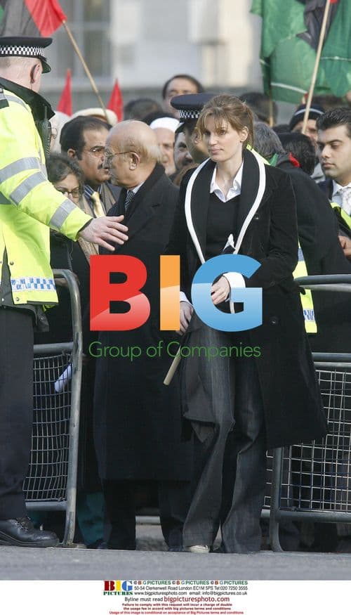 Jemima and Iran Khan attend protest in London