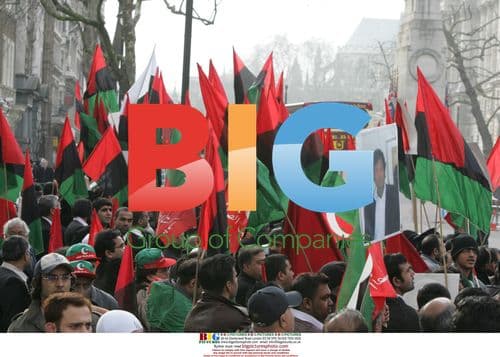 Jemima and Imran Khan at Downing Street protest