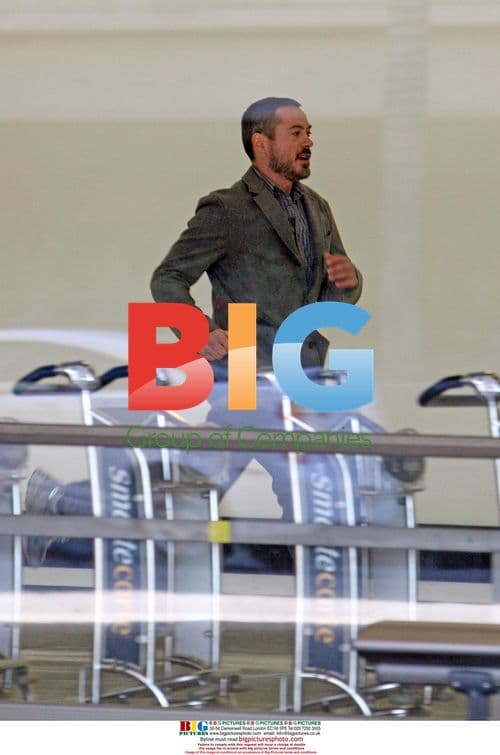 Robert Downey Jr. films "The Soloist" at LAX
