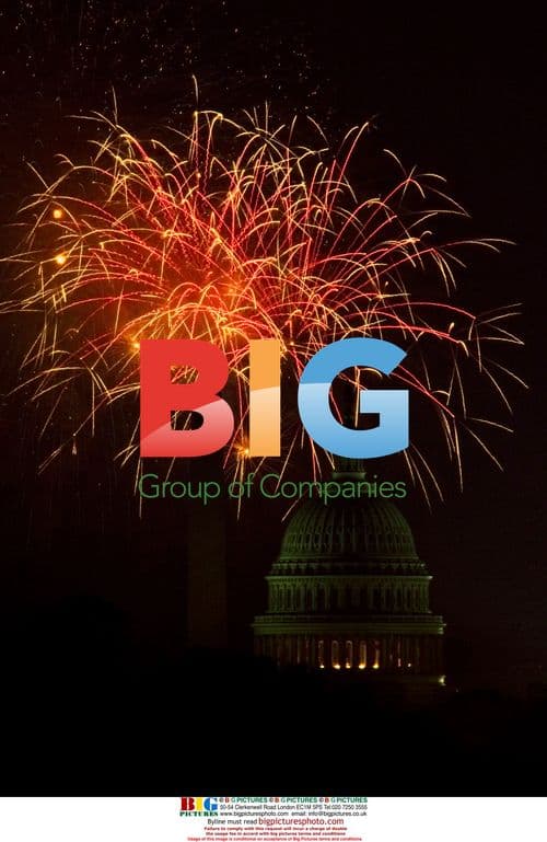 Fireworks over Washington Monument and Capitol