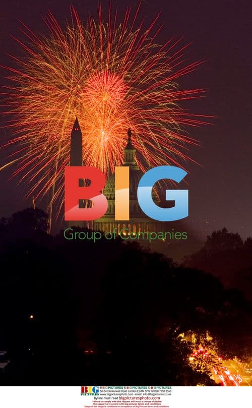 Fireworks over Washington Monument and Capitol
