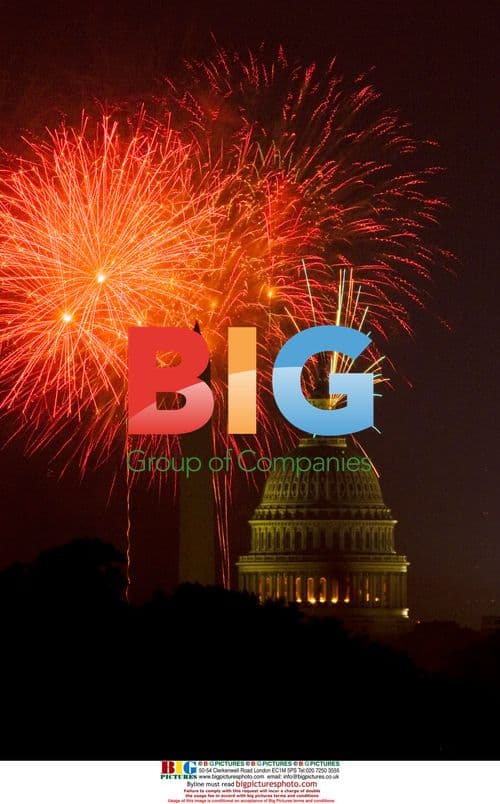 Fireworks over Washington Monument and Capitol