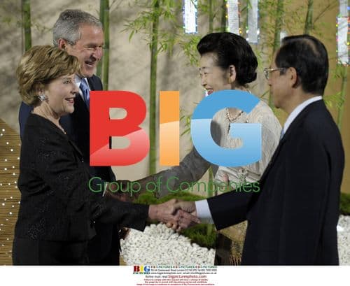 Fukuda and Bush Greet at G8 Summit