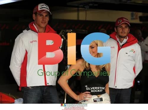Miss Great Britain with F1 drivers