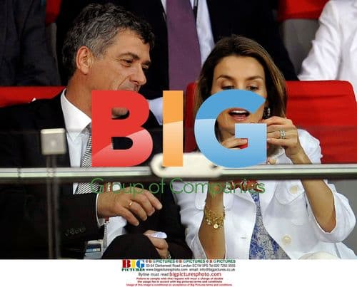 Prince Felipe and Princess Letizia attend Spain vs Russia match