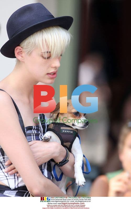 Agyness Deyn out with friends and pups in Soho
