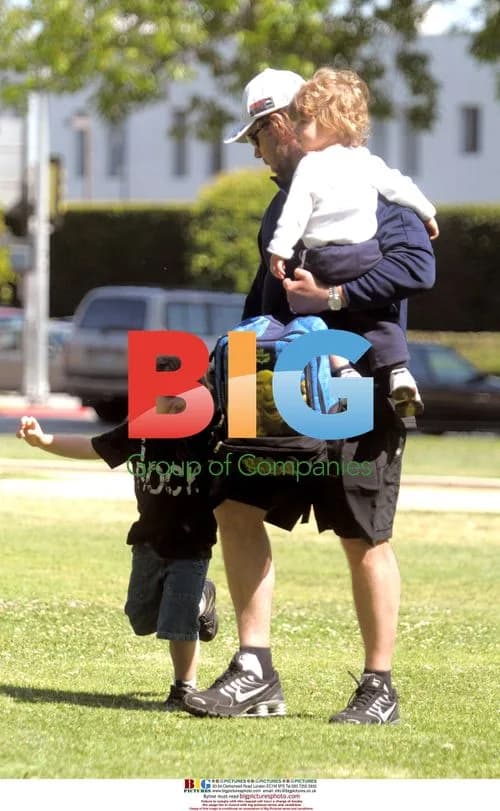 Russell Crowe with sons at park