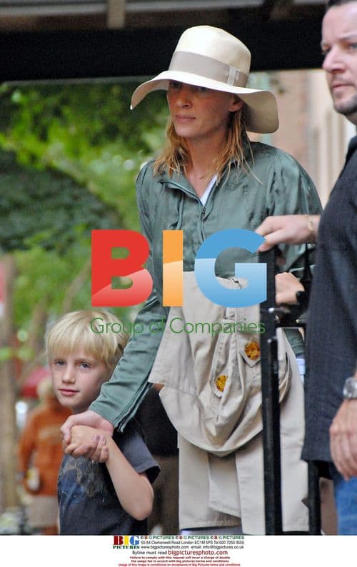 Uma Thurman Leaves NYC Apartment