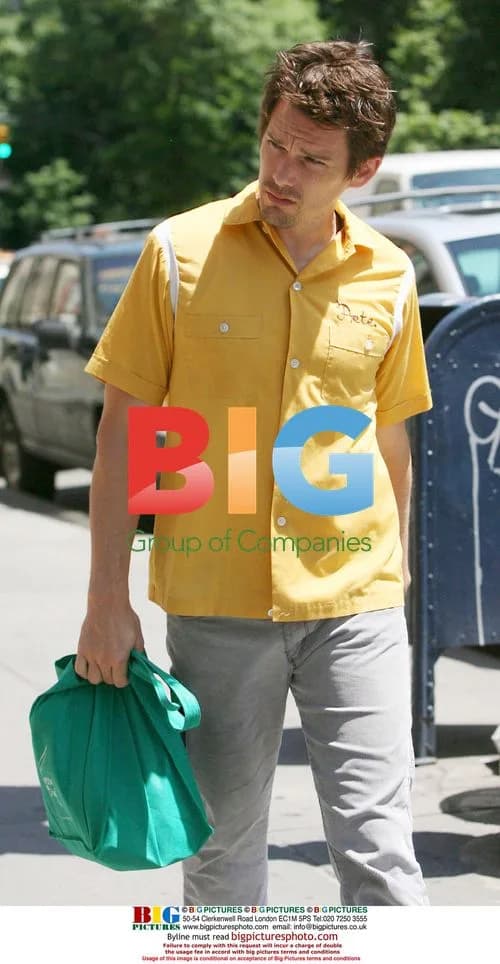 Ethan Hawke in Yellow Bowling Shirt, NYC