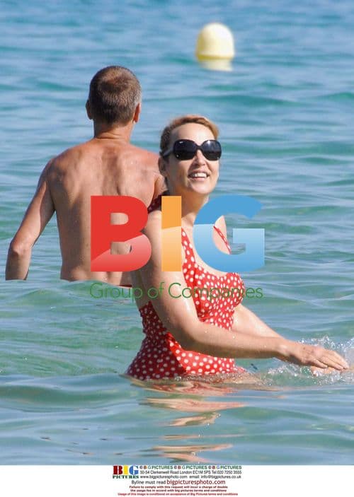 Jerry Hall and family at the beach in France