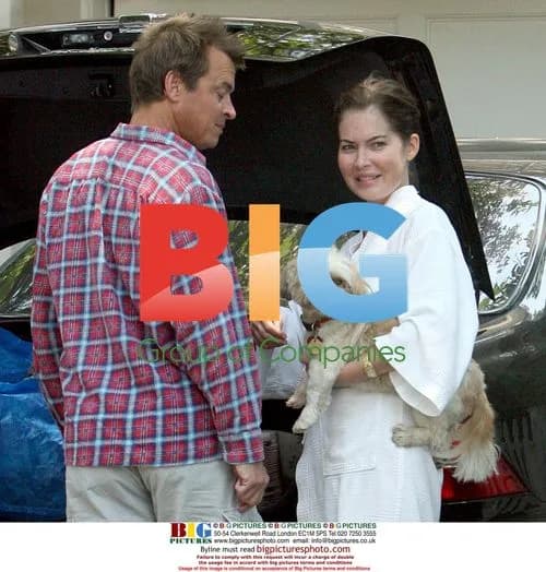 Lara Flynn Boyle out with husband and dog in Bel Air