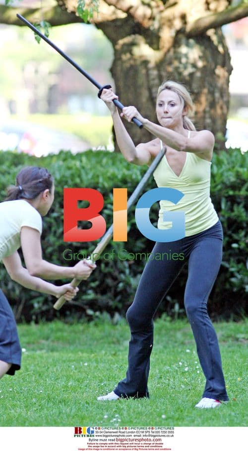 Stacy Keibler rehearses for Samurai Girl