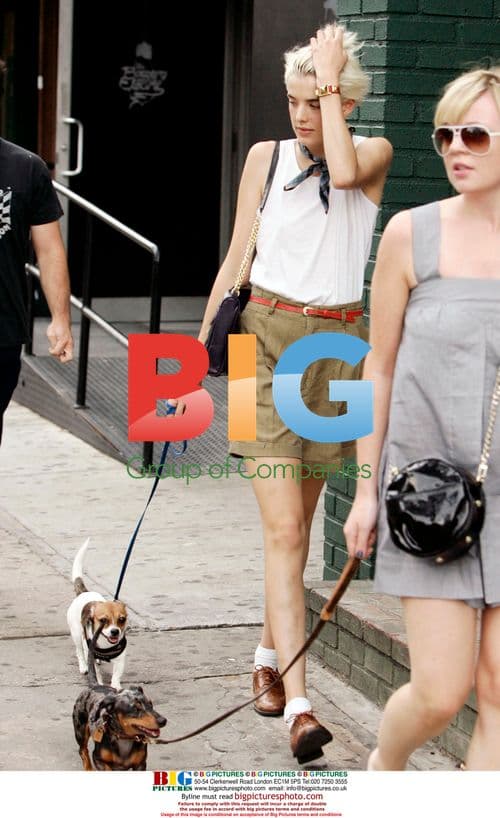 Agyness Deyn walks dog in NYC
