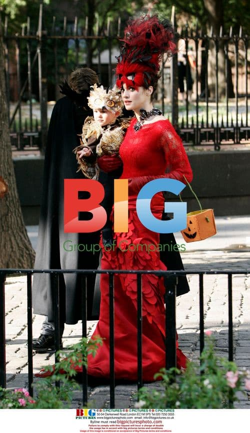 Rachel Weisz in red costume for Vogue shoot