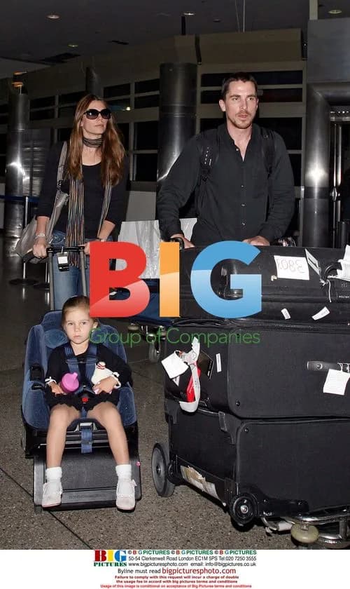Christian Bale and Family Arrive at LAX