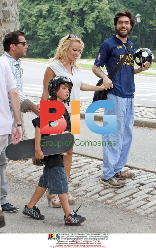 Pamela Anderson with son and friends in NYC