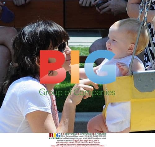 Rosetta Getty and daughter June in the park