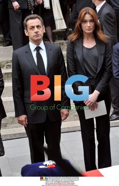 Carla Bruni-Sarkozy and Nicolas Sarkozy at Yves Saint Laurent's burial