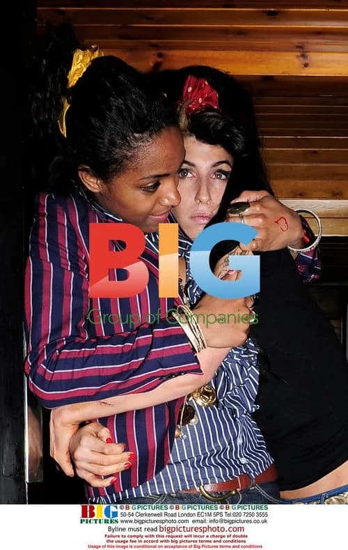 Amy Winehouse talks to paparazzi, hugs friend