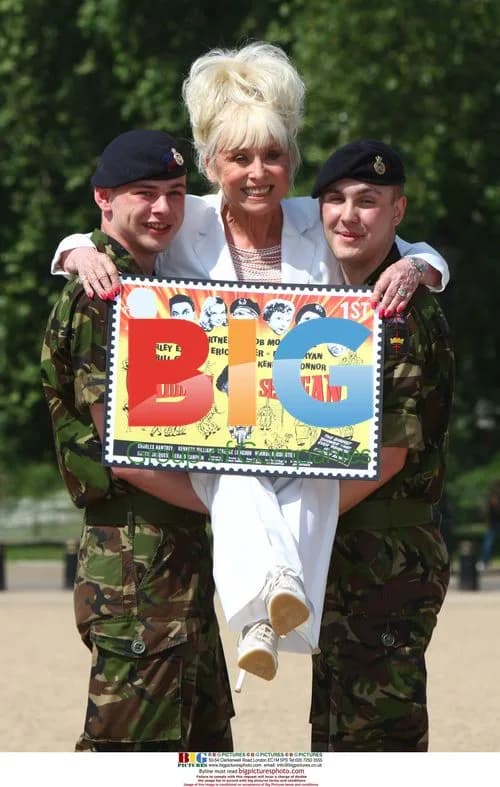 Barbara Windsor at Horse Guards Parade for Carry On stamps