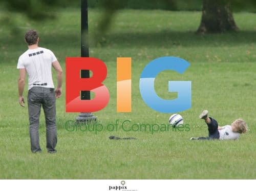 Jude Law plays football with son Rudy in London