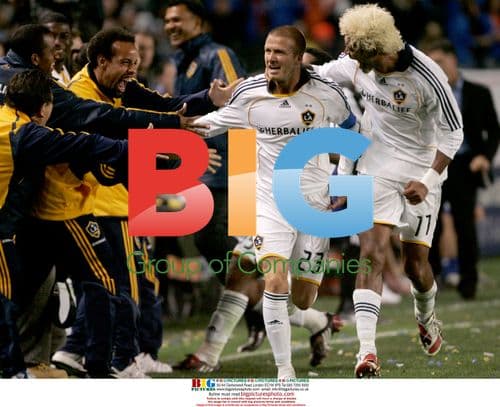 David Beckham Celebrates Goal with Team