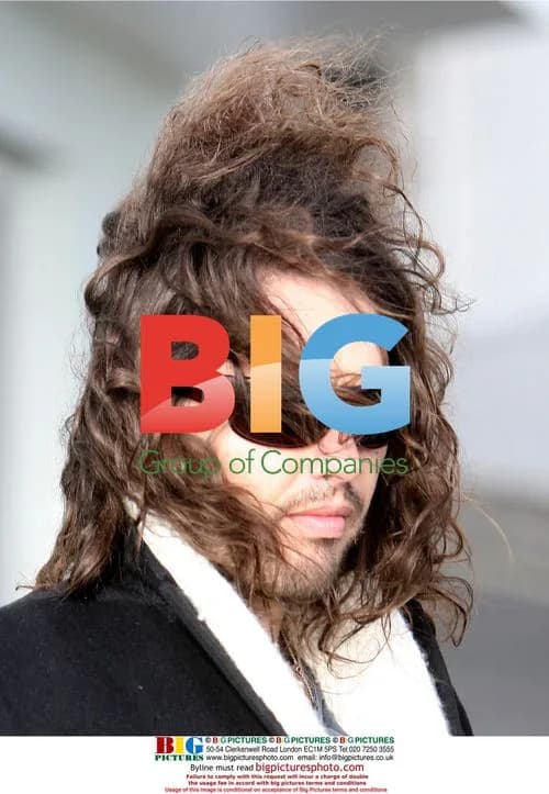 Russell Brand and friends on windy Isle of Wight