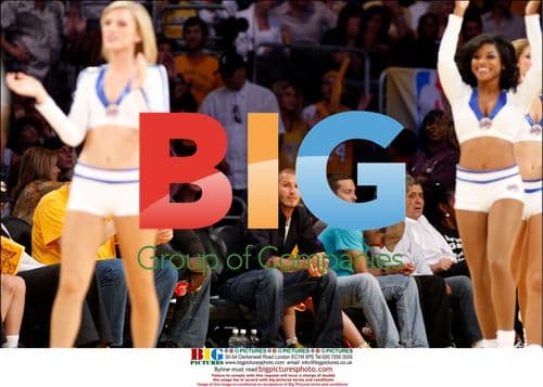 David Beckham, Brooklyn Beckham, Tobey Maguire at 2008 NBA Finals