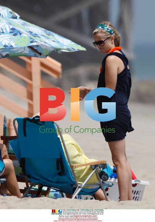 Reese Witherspoon and son at Malibu beach