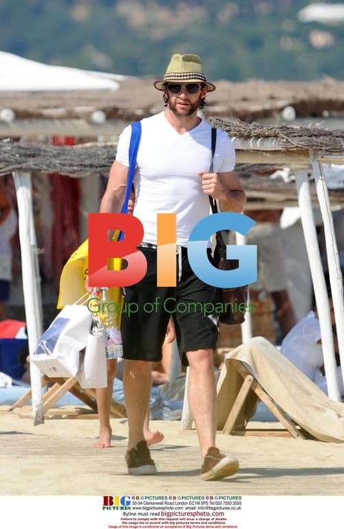 Hugh Jackman on holiday with family in Saint Tropez