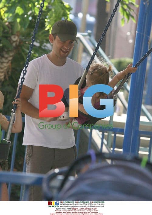 Tobey Maguire and daughter Ruby at park