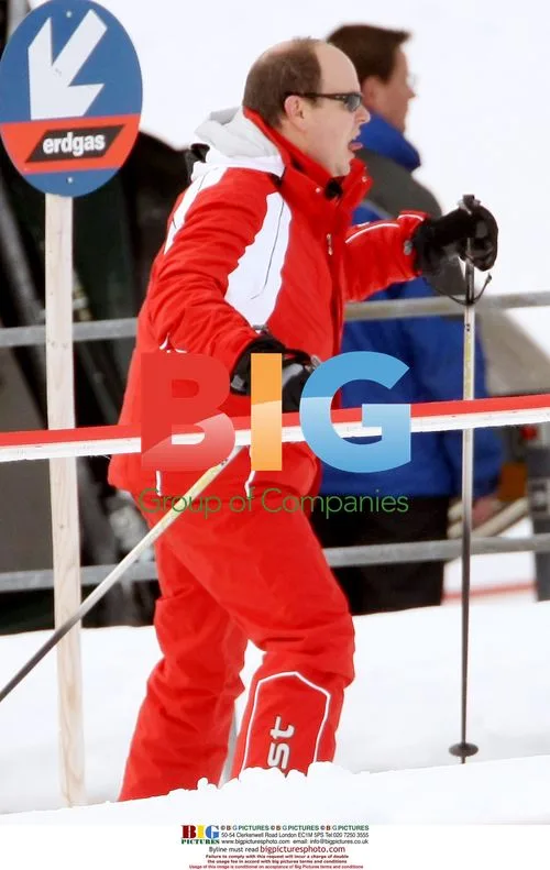 Prince Albert of Monaco skis with sister Caroline and Charlene