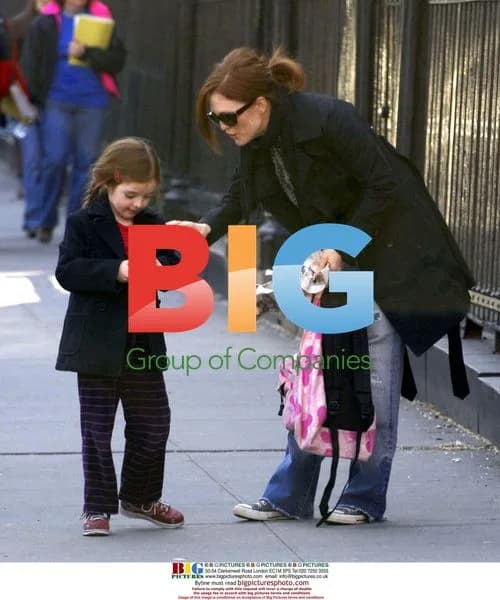 Julianne Moore Picks Up Kids from School