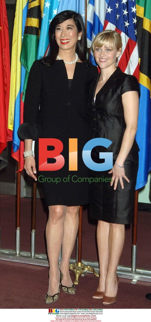 Reese Witherspoon and Andrea Jung at UN Press Conference