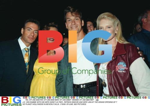 Swayze, Van Damme, and Wives at Planet Hollywood Opening