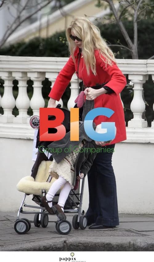 Claudia Schiffer and daughter Clementine on scooter