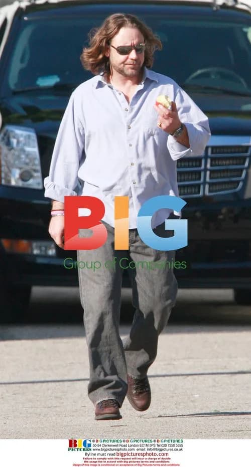 Russell Crowe on Set of 'State of Play'