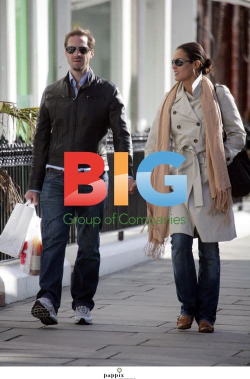 Joseph Fiennes and girlfriend walk in London
