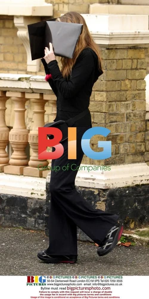 Heather Mills exits sister's flat in Hove