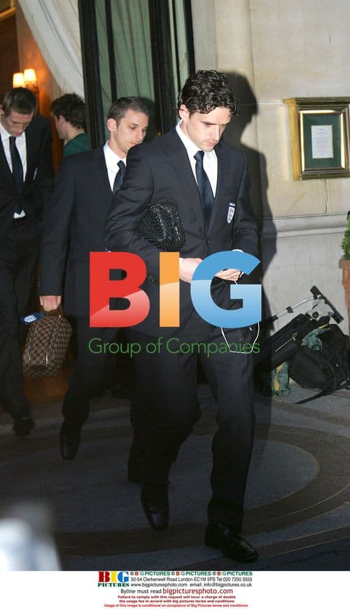 England Football Players Leave Hotel for Match