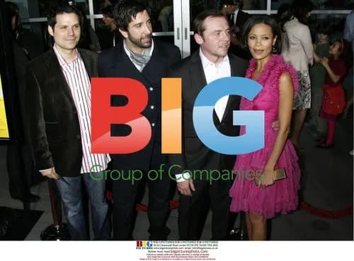 Co-writer/actors Michael Ian Black, David Schwimmer, Simon Pegg and actress Thandie Newton at 'Run, Fat Boy, Run' premiere