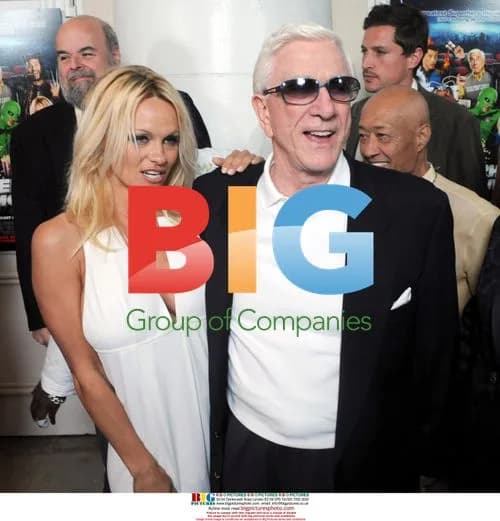 Pamela Anderson and Leslie Nielsen at 'Superhero Movie' premiere