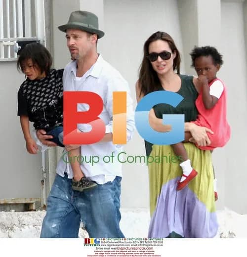 Angelina Jolie and Brad Pitt on Beach